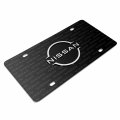 Ipick Image Compatible With Nissan New 3d Logo On Pattern Black Aluminum License Plate
