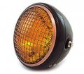 4into1 7 Side Mount Motorcycle Headlight With Grill Matte Gloss Black Bronze Amber H4 Halogen 