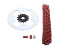 Polaris 500 Predator Chain And Sprocket Kit 2005 2006 2007 Red Non O Ring 520 94 With Silver 14 Tooth Front 38 Rear Steel 