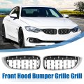 Front Bumper Kidney Grille Diamond Star For Bmw 4 Series F32 2013 To 2020 428i 430i 435i 440i Silver Tone Abs Plastic 1 Pair