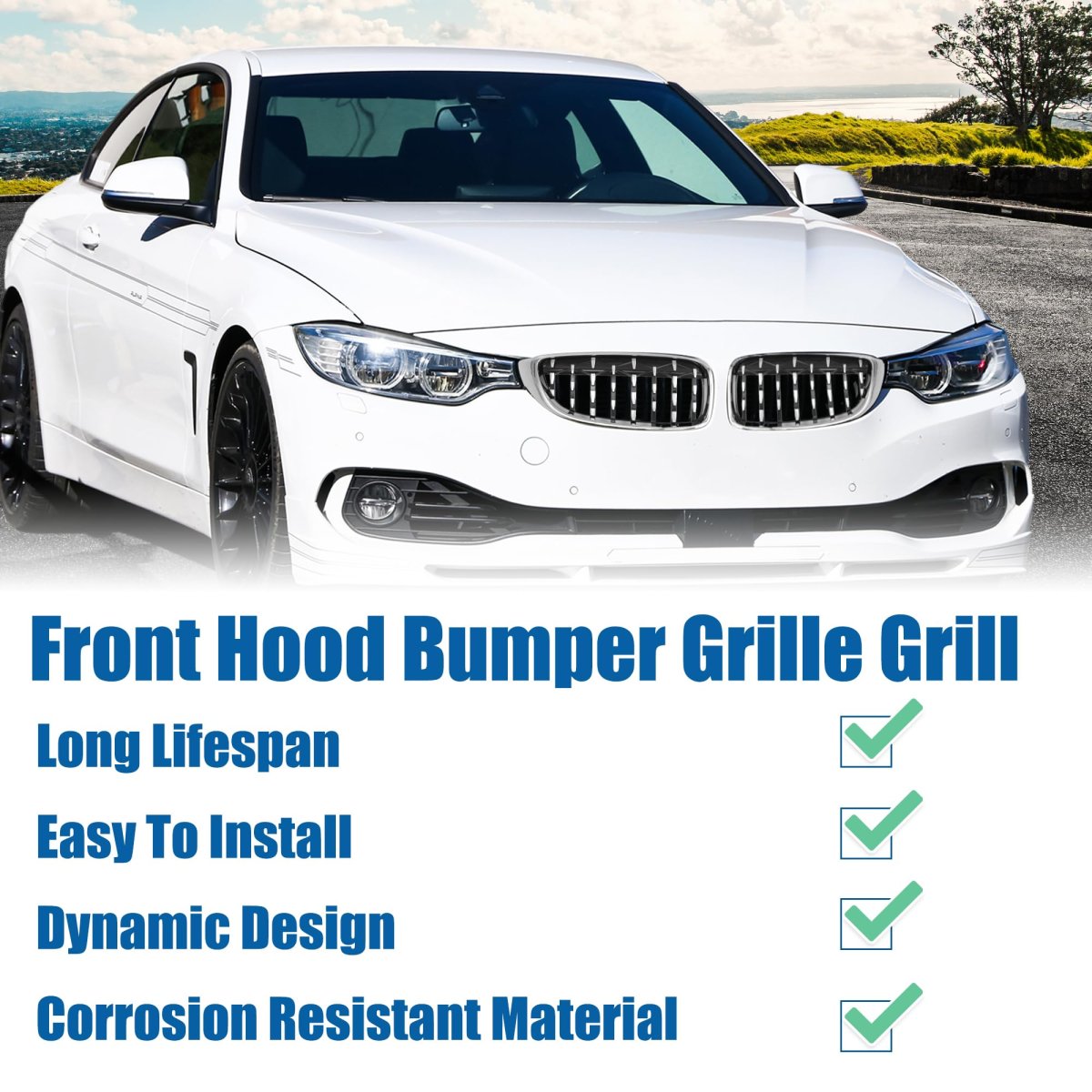 Front Bumper Kidney Grille Diamond Star For Bmw 4 Series F32 2013 To 2020 428i 430i 435i 440i Silver Tone Abs Plastic 1 Pair