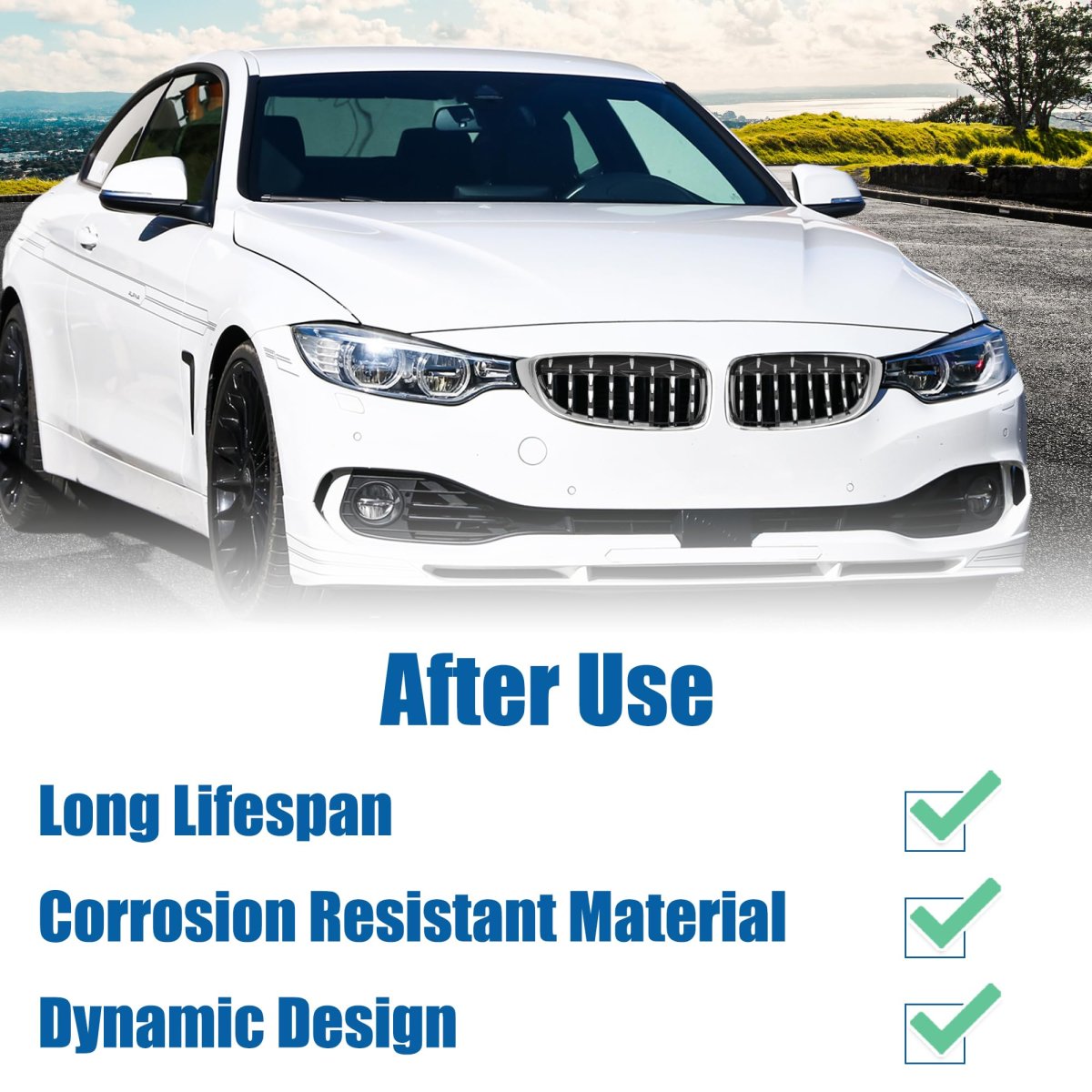 Front Bumper Kidney Grille Diamond Star For Bmw 4 Series F32 2013 To 2020 428i 430i 435i 440i Silver Tone Abs Plastic 1 Pair
