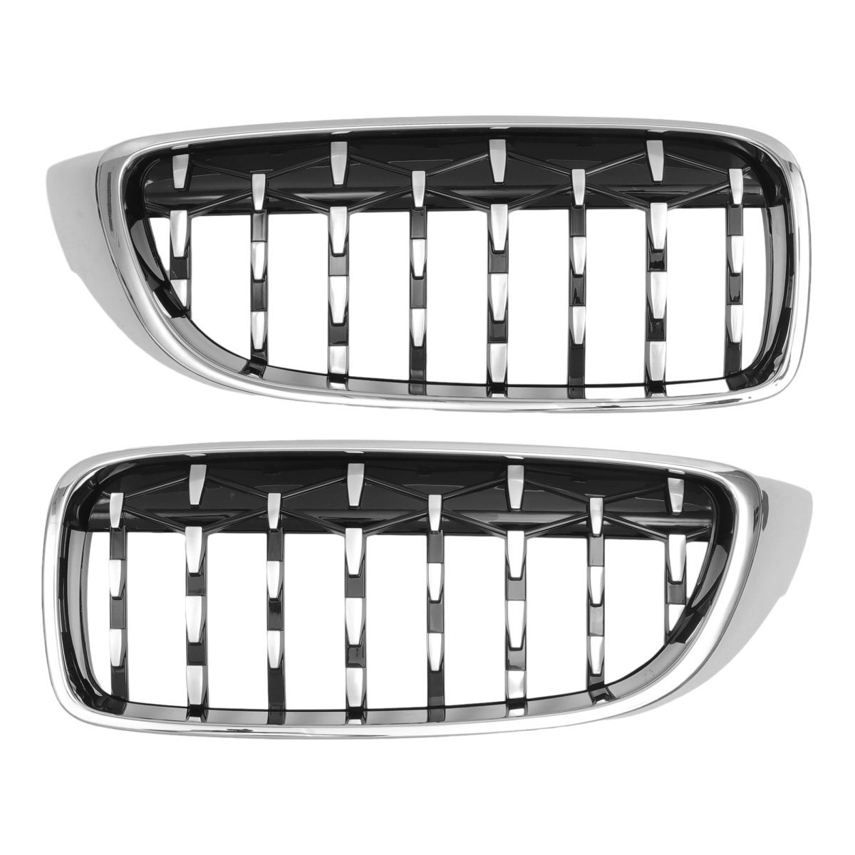 Front Bumper Kidney Grille Diamond Star For Bmw 4 Series F32 2013 To 2020 428i 430i 435i 440i Silver Tone Abs Plastic 1 Pair