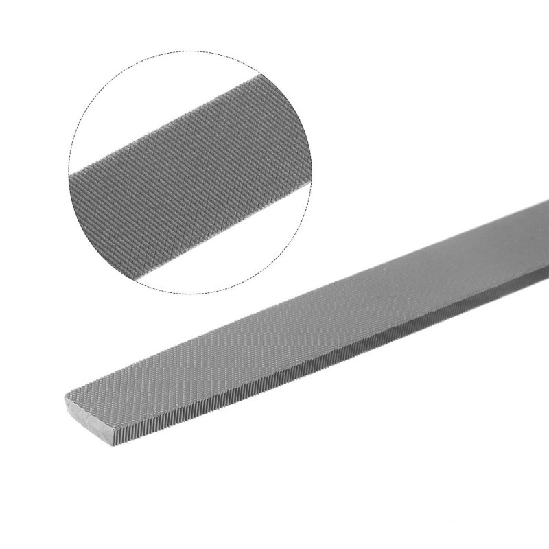 Second Cut Grade High Carbon Hardened Steel Flat Mill File W Rubber Hand Grip Handle 8-inch