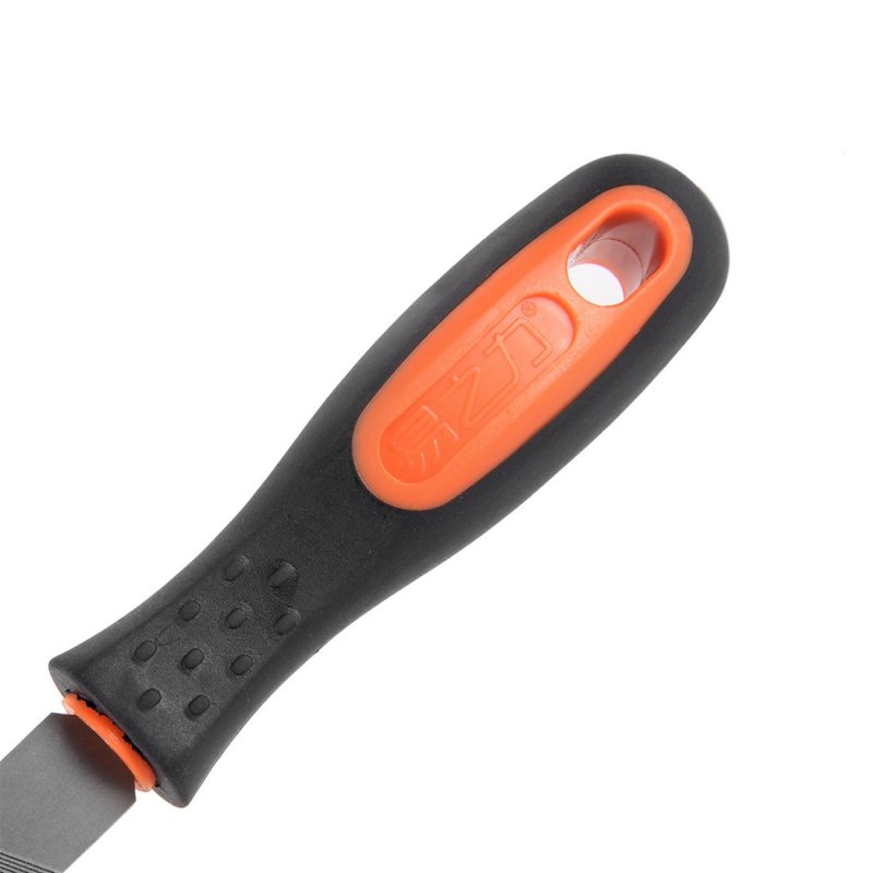 Second Cut Grade High Carbon Hardened Steel Flat Mill File W Rubber Hand Grip Handle 8-inch