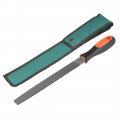 Second Cut Grade High Carbon Hardened Steel Flat Mill File W Rubber Hand Grip Handle 8-inch