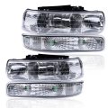 Headlights For Chevy Silverado 1999-2002 Fit Suburban Tahoe 2000-2006 Bumper Headlamp Left Driver Right Passenger Side Clear 