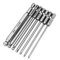 7pcs Sae Ball End Hex Screwdriver Bit Set 5 64 To 16 In Magnetic Allen Wrench Drill Bits 1 4 Hexagonal Shank 100mm Long S2 