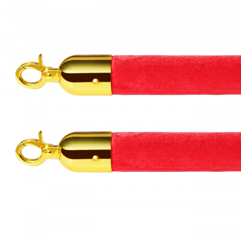 Red Velvet Stanchion Rope With Gold Color Plated Hooks 79 5 In Set Of 2 Model 54750