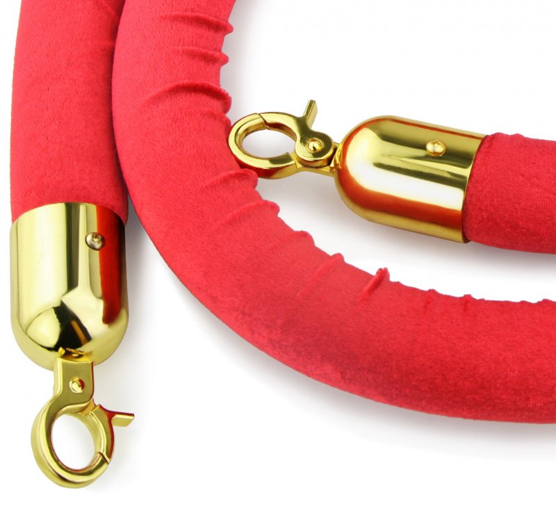 Red Velvet Stanchion Rope With Gold Color Plated Hooks 79 5 In Set Of 2 Model 54750