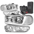 Led Drl Chrome Clear Corner Headlight W Bumper Lamps Tool Kit For Gmc Sierra 01-07 
