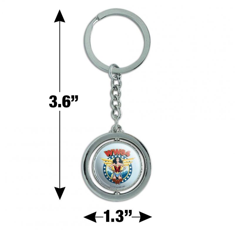 Graphics More Wonder Woman 1984 Logo Wings Keychain Spinning Round Chrome Plated Metal