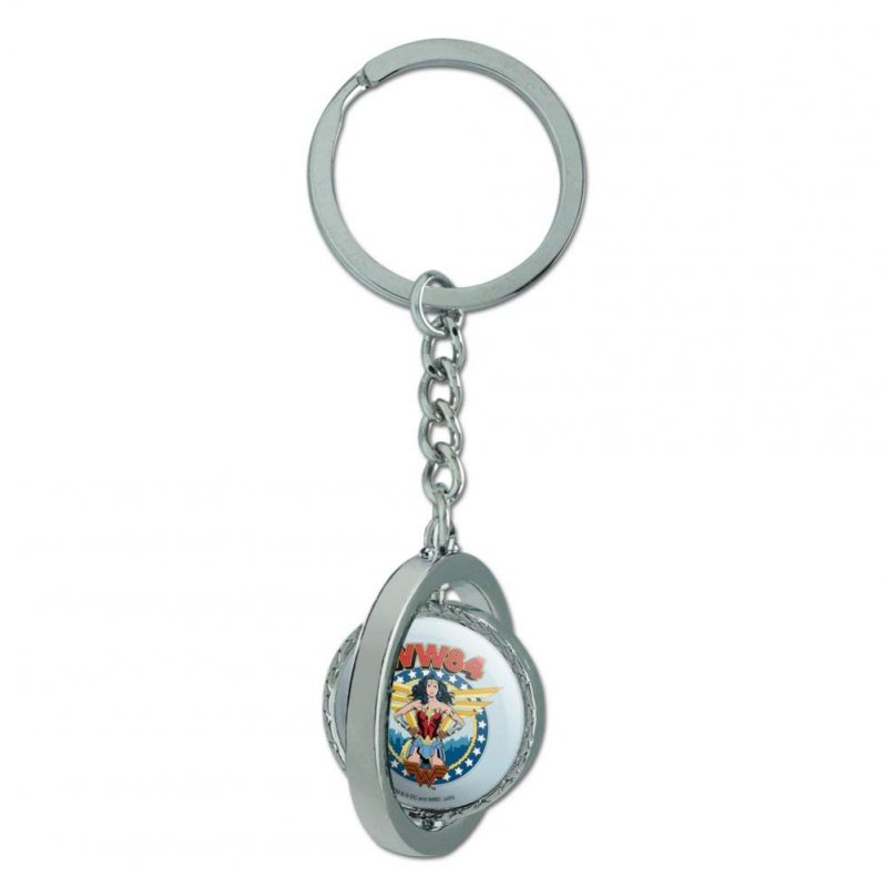 Graphics More Wonder Woman 1984 Logo Wings Keychain Spinning Round Chrome Plated Metal
