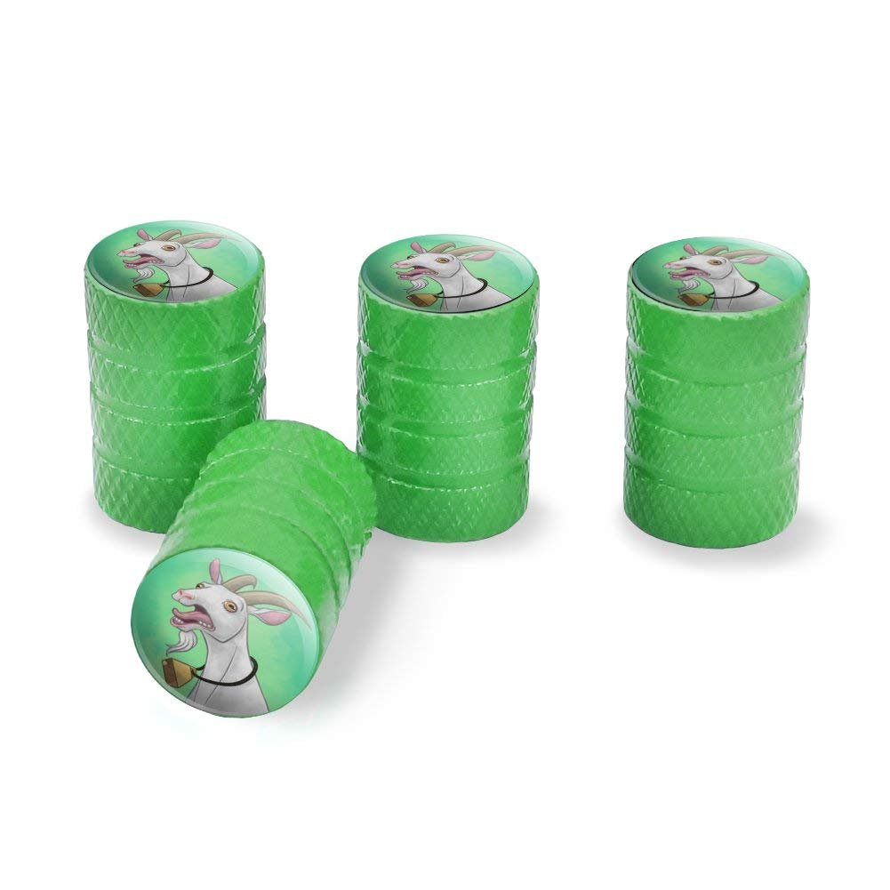 Screaming Goat Tire Rim Wheel Aluminum Valve Stem Caps Green Metal Air Covers For Cars Trucks And Vans 4 Piece Set 55 In Tall