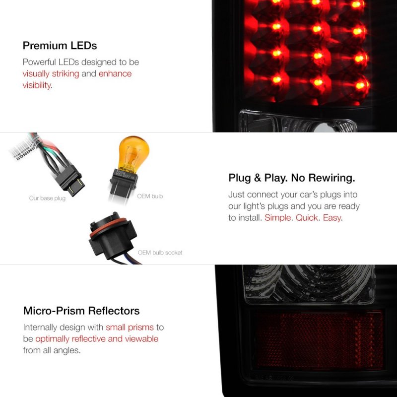 Black Smoke Led Tail Light Full-led License Plate Lamp Housing Replacement Bundle For 2003-2006 Chevy Silverado 1500 2500 3500