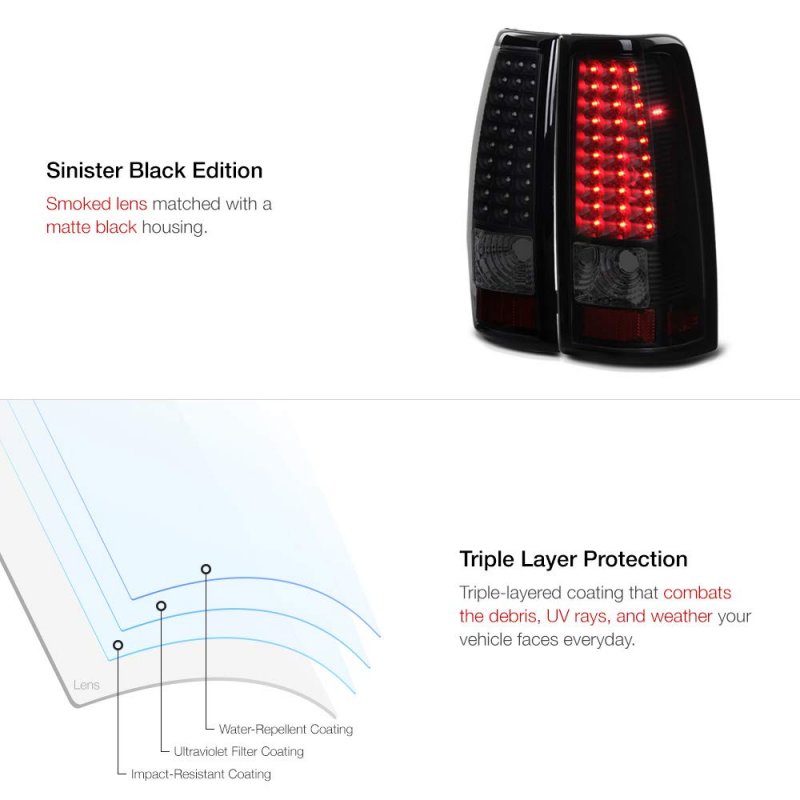 Black Smoke Led Tail Light Full-led License Plate Lamp Housing Replacement Bundle For 2003-2006 Chevy Silverado 1500 2500 3500