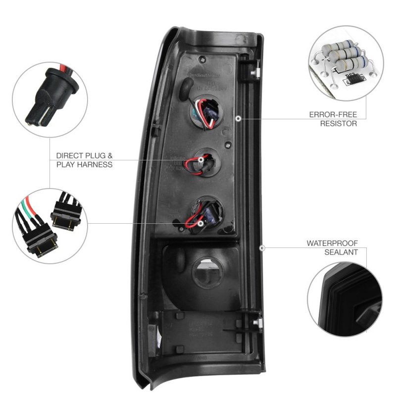 Black Smoke Led Tail Light Full-led License Plate Lamp Housing Replacement Bundle For 2003-2006 Chevy Silverado 1500 2500 3500