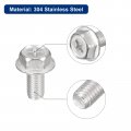 Uxcell M8x16mm Phillips Hex Head Flange Bolts 10pcs 304 Stainless Steelagon Hex Machine Screws