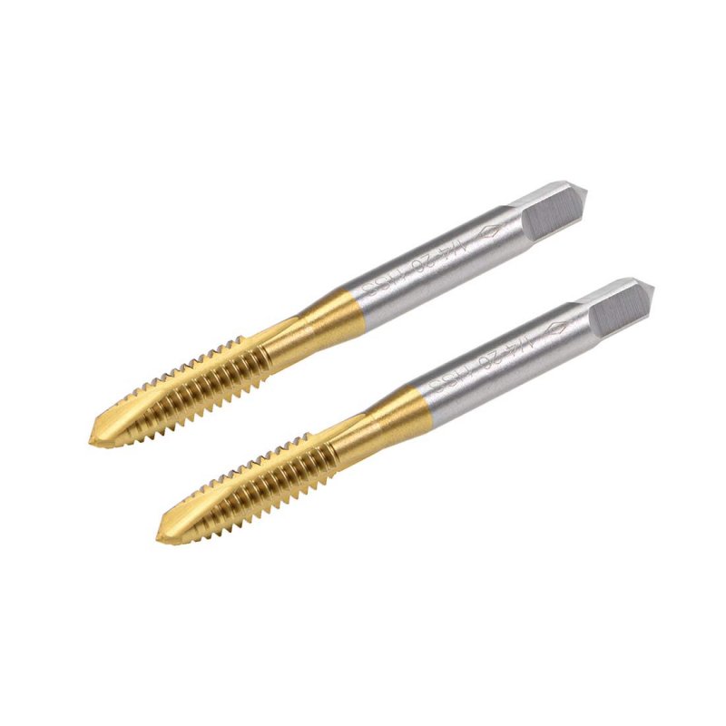 Spiral Point Plug Threading Tap Unc 1 4-20 Thread Ground Threads H2 3 Flutes High Speed Steel Hss 6542 Titanium Coated Round