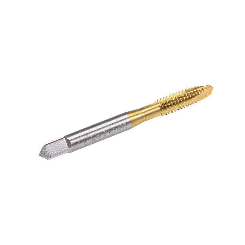 Spiral Point Plug Threading Tap Unc 1 4-20 Thread Ground Threads H2 3 Flutes High Speed Steel Hss 6542 Titanium Coated Round