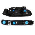 Compatible With Chevy Silverado Gmt800 4pc Pair Of Black Amber Corner Headlight Clear Lens 3d Led Tail Light
