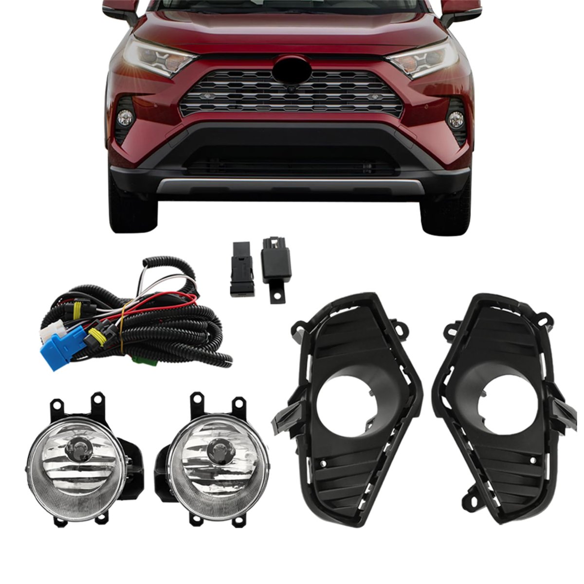 Front Fog Lights Lamps Assembly For Rav4 2019 2020 2021 Left And Right Side 2 Pcs With Bezel Switch 5203042060 81210-02160