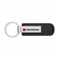 Ipick Image For Honda Logo In Red Silver Metal Plate Black Pu Leather Strap Key Chain Keychain Official Licensed