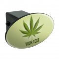 Personalized Custom 1 Line Marajuana Leaf Oval Tow Trailer Hitch Cover Plug Insert