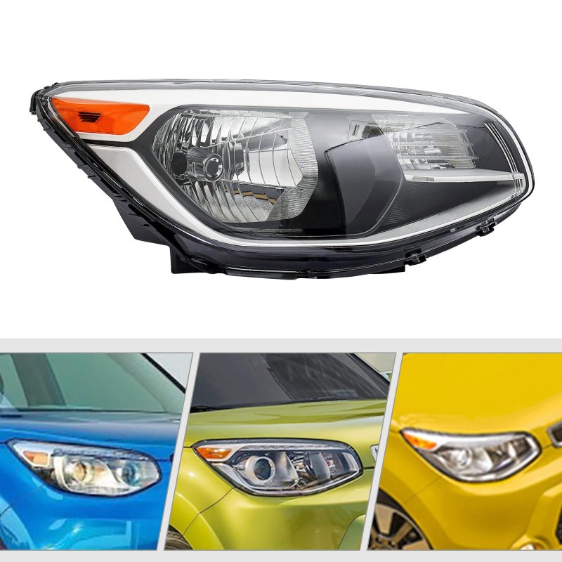 2014-2019 Kia Soul Headlights Chrome Housing Projector Headlight Assembly Replacement Headlamps Halogen For Ki2503167 92102