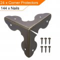 Uxcell 33x33x33mm Metal Box Corner Protectors Edge Guard Iron Bronze Tone 24pcs