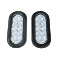 Blackhorse-racing 2pcs 6 White Oval 10 Led Reverse Trailer Truck Tail Light W Grommet Plug Stop Brake Turn Lights For Boat Bus 
