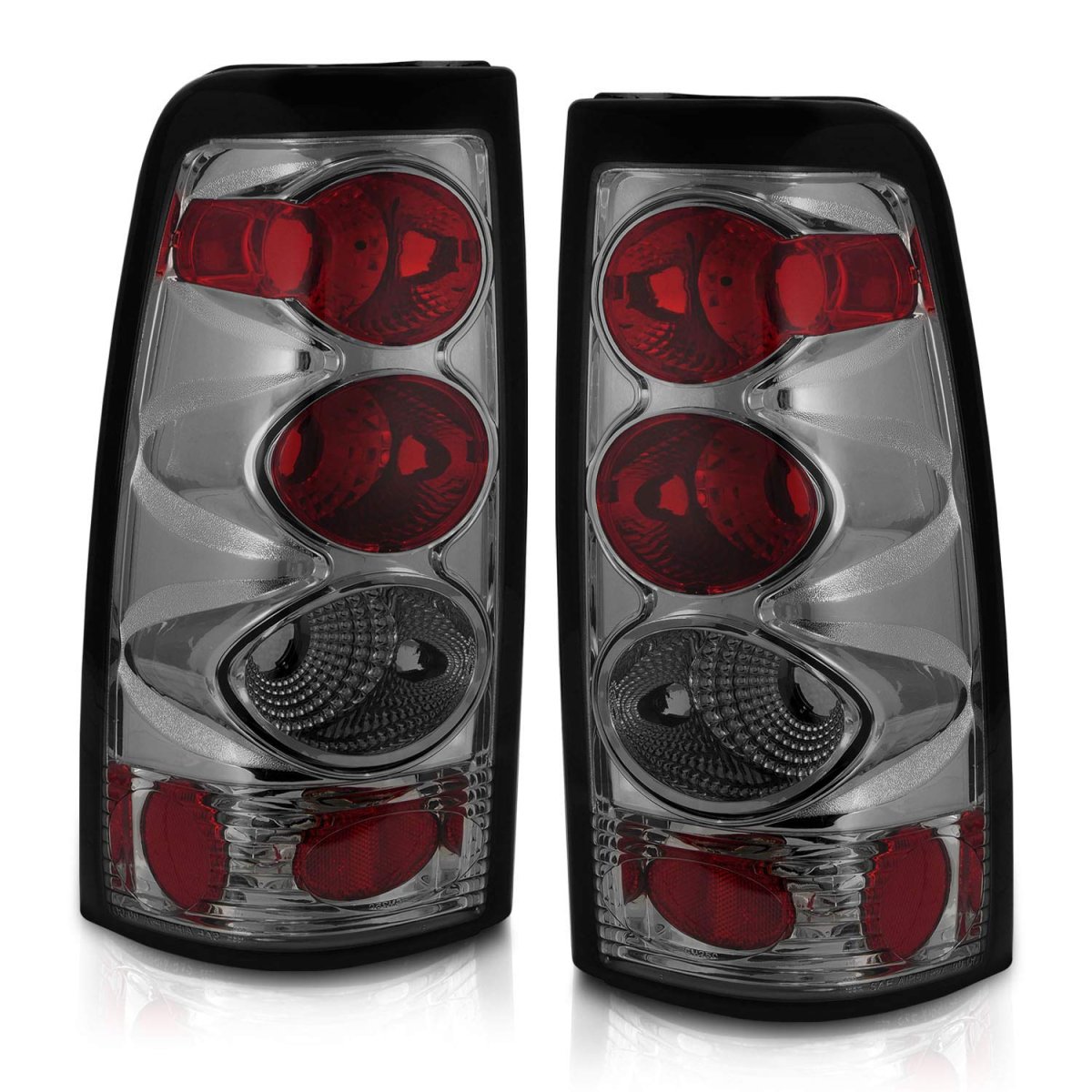 Amerilite For 1999-2002 Chevy Silverado Gmc Sierra Smoke Euro Replacement Brake Tail Lights Set Passenger And Driver Side