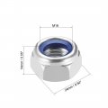 Uxcell M16 X 2mm Nylon Insert Hex Lock Nuts Carbon Steel White Zinc Plated Pack Of 5