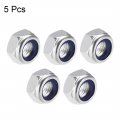 Uxcell M16 X 2mm Nylon Insert Hex Lock Nuts Carbon Steel White Zinc Plated Pack Of 5