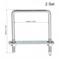 Uxcell Square U-bolts 3-1 2 100mm Inner Width 150mm Length Carbon Steel M8 With Nuts Frame Plate Round Washers Set