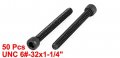 Uxcell 50 Pcs 12 9 Alloy Hex Key Socket Head Knurled Cap Screws Bolts Unc 6 -32x1-1 4