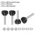 Uxcell 4 Set M8 X 40mm Male Thread Knurled Knobs Thumb Screws With Nuts Washers Clamping Knob Grip 25mm Plastic Head Hand