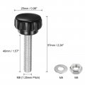 Uxcell 4 Set M8 X 40mm Male Thread Knurled Knobs Thumb Screws With Nuts Washers Clamping Knob Grip 25mm Plastic Head Hand