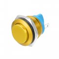 16 Mm Car Waterproof Push Button Switch Metal Round Start Spst 1no Ac 250v Gold Tone 