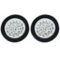 Qty 2 4 Round 18 Led White Backup Reverse Tail Lights With Grommet And 3 Wires 