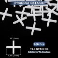 600pcs Tile Spacers 3mm 1 8 Thick Cross Shape Wall Floor Spacer Tiling Tools For Ceramic Installation Pe Plastic White