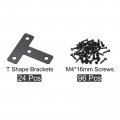 Uxcell T Shape Bracket 50x50x1mm Carbon Steel Flat Repair Plates For Joint Fastener Furniture Construction 24pcs With Screws