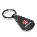 Ipick Image Compatible With Honda Red Logo Real Black Carbon Fiber Gunmetal Metal Teardrop Key Chain