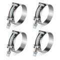 Auto Dynasty T-bolt Hose Clamps For 25 Id Pack Of 4 Stainless Steel Turbo Intake Intercooler Clamp Range 2 45 -2 75 Polished 
