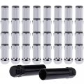 Ocpty Lug Nuts 32pcs Tall Spline Silver Chrome With 2 Keys Fits For Dodge Ram 2500 Ford E-250 E-350 Econoline F-250 F-350 For