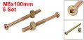 Uxcell M8x110mm 64mm Long Thread Hex Key Drive Socket Furniture Bolt W Barrel Nut 5 Set