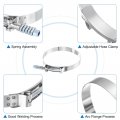Uxcell T-bolt Hose Clamps 6pcs Working Range 132-140mm 201 Stainless Steel Bolt Intake Intercooler Fo Clamp Tube