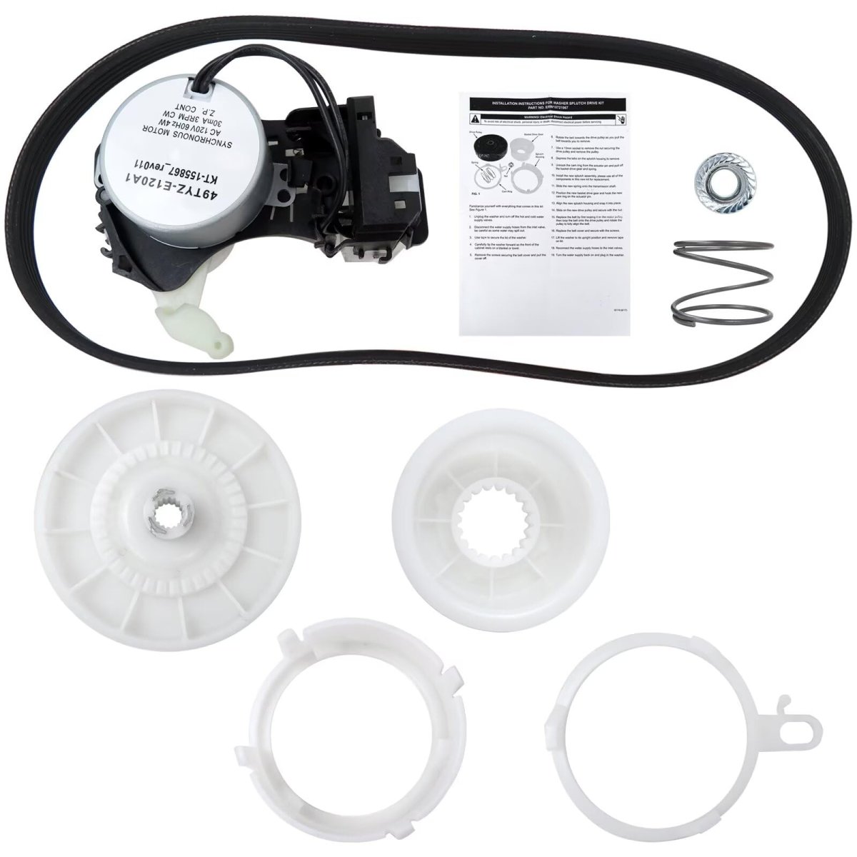 W10913953 Washer Shift Actuator W10721967 Pulley Clutch Kit And W10006384 Drive Belt For Whirlpool Maytag Kenmore Amana Crosley