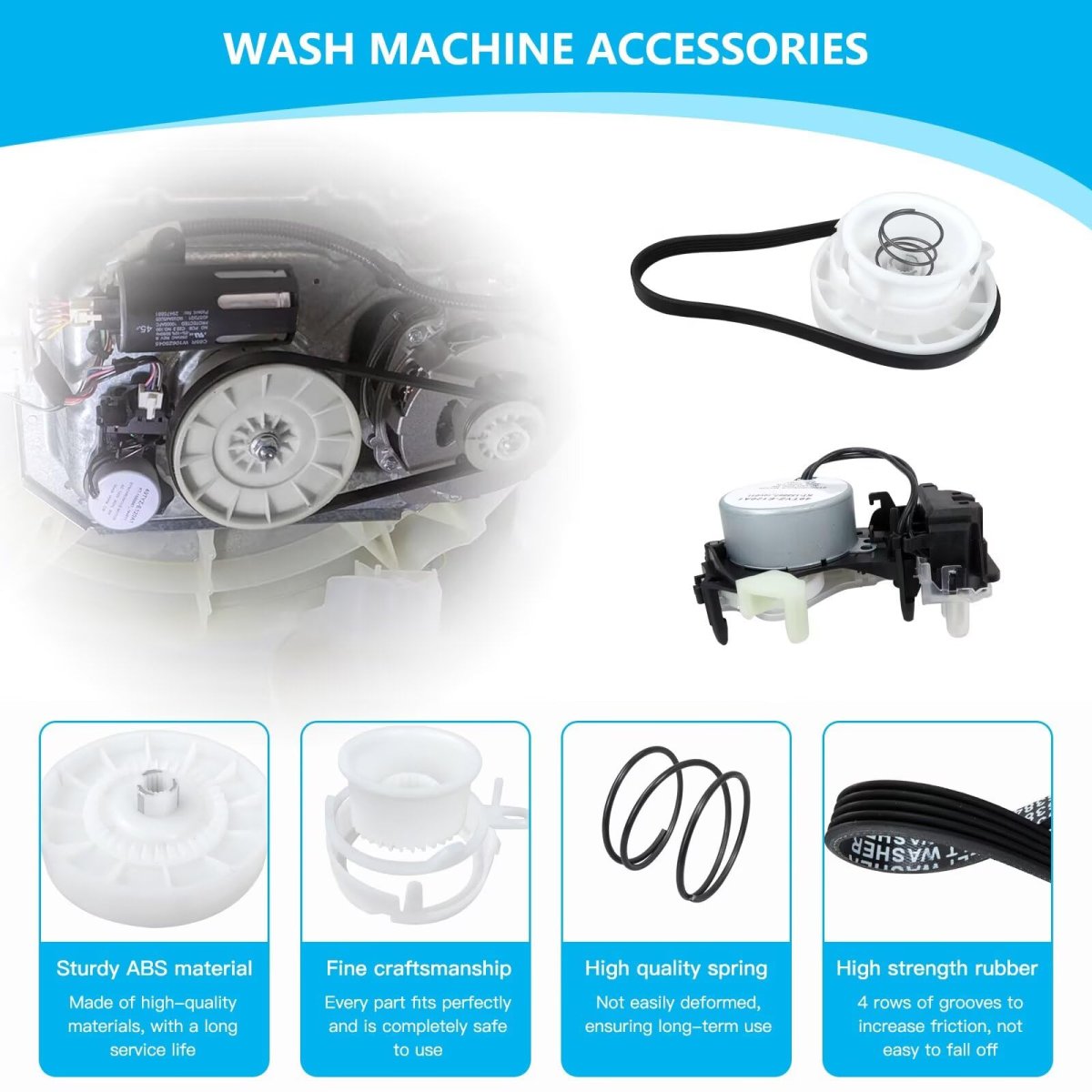 W10913953 Washer Shift Actuator W10721967 Pulley Clutch Kit And W10006384 Drive Belt For Whirlpool Maytag Kenmore Amana Crosley