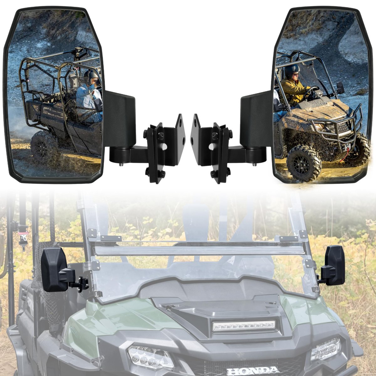 Adjustable Side Mirrors For Honda Pioneer 700-2 700-4 2014-2025 Accessories Exterior Wider Foldable Rearview Mirror With
